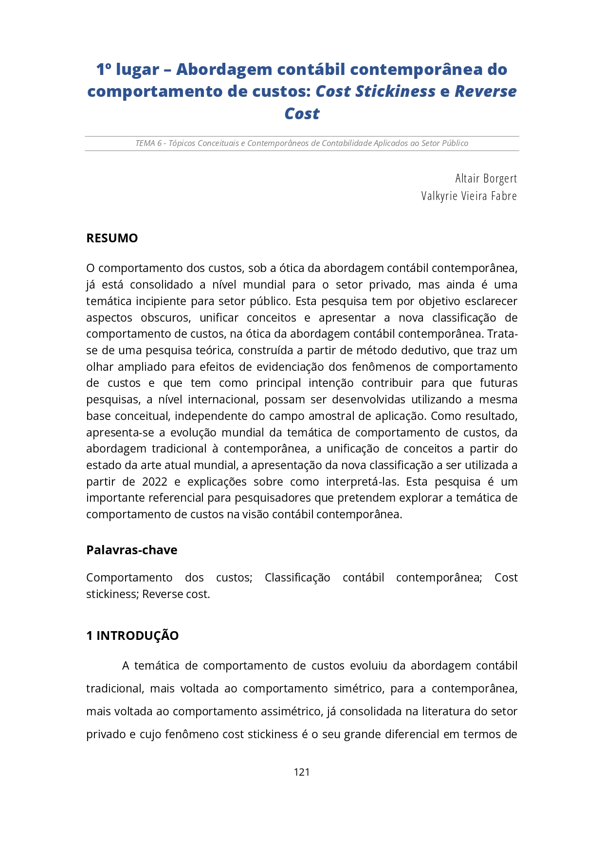 Miniatura Abordagem contábil contemporânea do comportamento de custos: Cost Stickiness e Reverse Cost