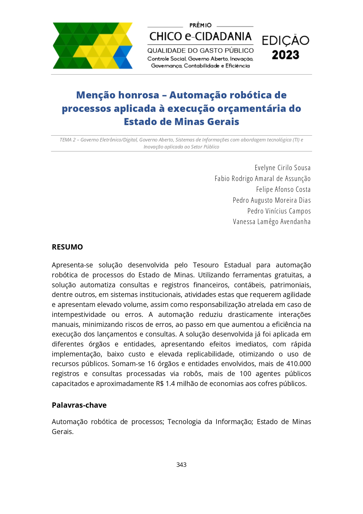 Miniatura Automação robótica de processos aplicada à execução orçamentária do Estado de Minas Gerais