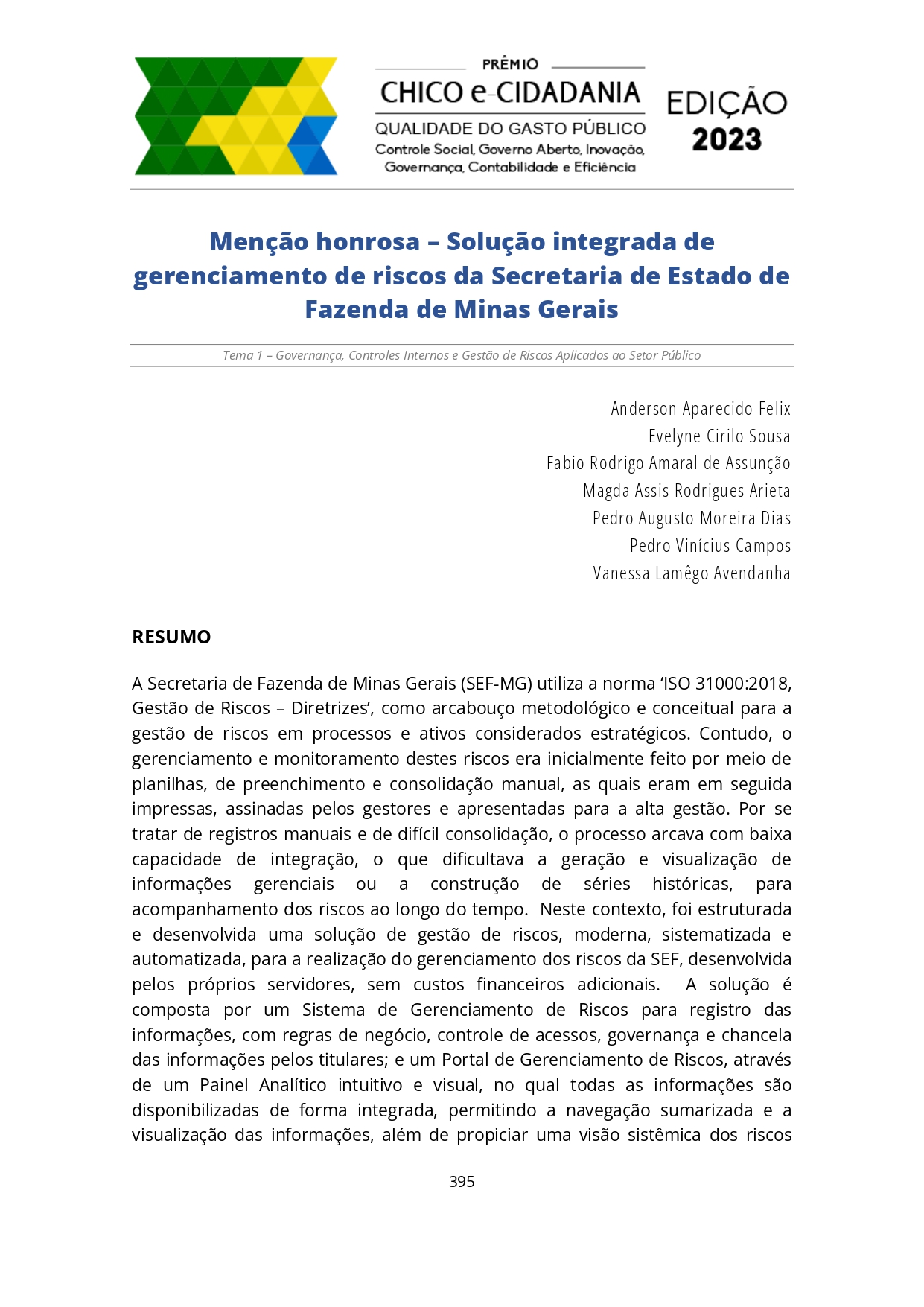 Miniatura Solução integrada de gerenciamento de riscos da Secretaria de Estado de Fazenda de Minas Gerais